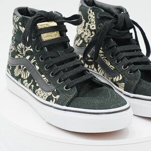 Vans Sk8-Hi 50th Anniversary Floral Canvas Sneakers Black Gold